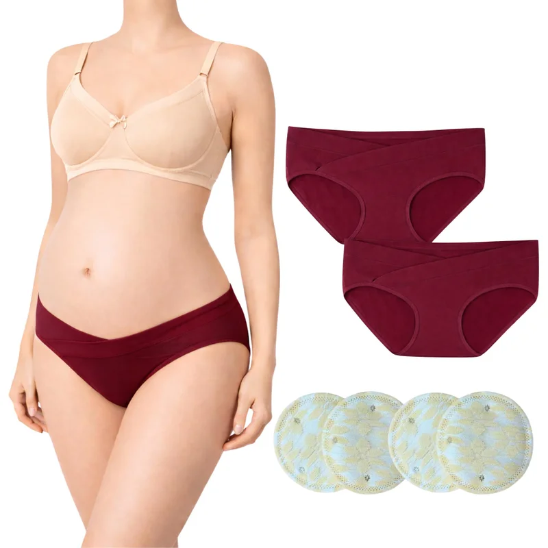 تامي طقم الأمومة من تامي | قطن بامبو سروال حمل بخصر منخفض، حمالة صدر رضاعة غير مبطنة ووسادات رضاعة قابلة لإعادة الاستخدام | أساسيات ما بعد الولادة والرضاعة الطبيعية للأمهات الجدد